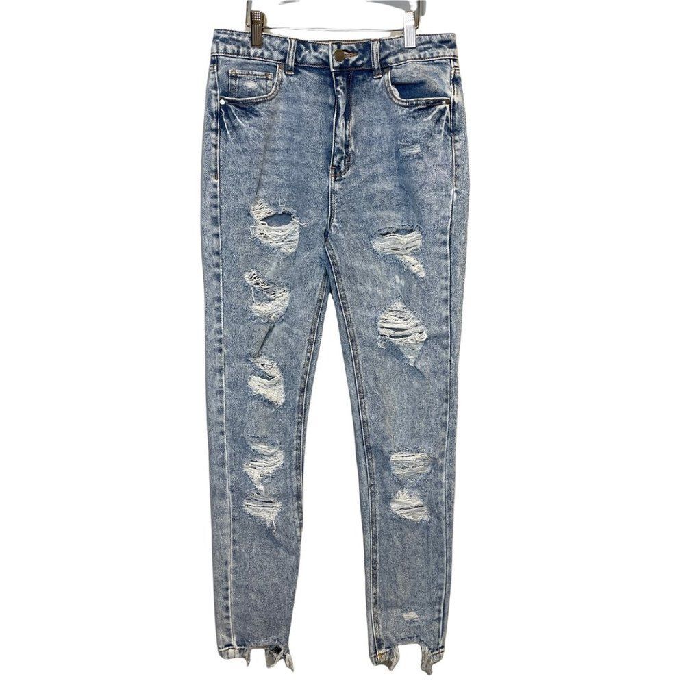 Tinseltown High Waisted Acid Wash Distressed Jeans Size 7